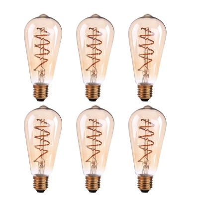 China Shenzhen Residential Led Lights 3W Filament Bulb Vintage Amber Color Led Light ST64 Edison Dimmable E27 Flexible Led Bulb for sale