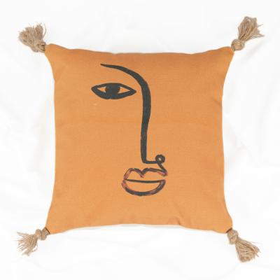 China Viable Digital Printing Poly Home Decor Cotton Canvas Tile Cushion Cover Pillow Case With Tassel for sale