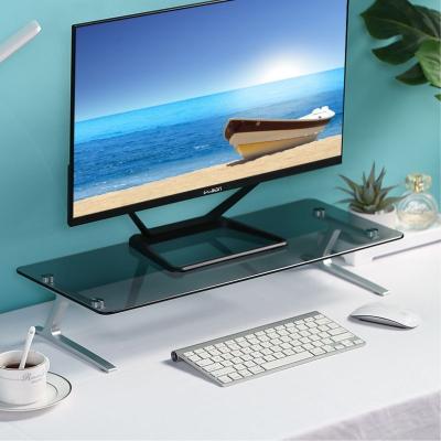 China Universal Multifunctional Glass Tempered Glass Laptop Monitor Stand Aluminum Alloy Laptop Stand for sale