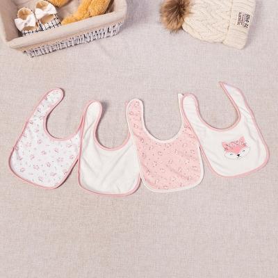 China Washable 60% Cotton 40% Polyester Interlock Pink Cotton Baby Bibs For Babies for sale