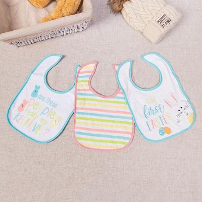 China Cartoon Washable Custom Rabbit Stitched Baby Bib Baby Food Bibs Girl Cotton for sale