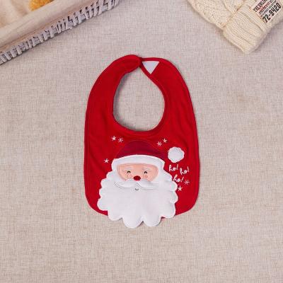 China Embroidery Washable Cotton Santa Bib Wholesale Christmas Baby Bibs for sale