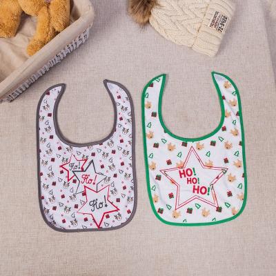 China Christmas Baby Terry Cloth Washable Star Printed Bibs Reusable Baby Bibs for sale