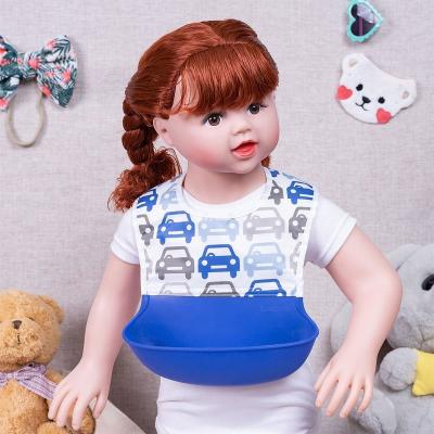 China Washable Food Catcher Cartoon Baby Silicone Bibs Feeding Waterproof Silicone Bib for sale