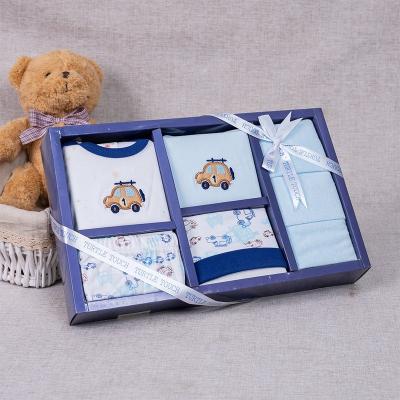 China Breathable Coverall Baby Bib Hat Washcloths Mitt Pants Newborn Baby Boy Clothes 8 Pieces Gift Sets Box for sale