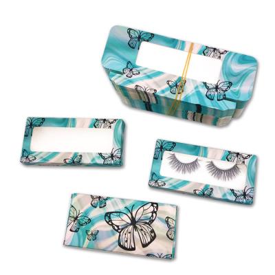 China Recycled Materials Butterfly Eyelash Packaging Boxes Custom Logo With PVC Clear Window for sale