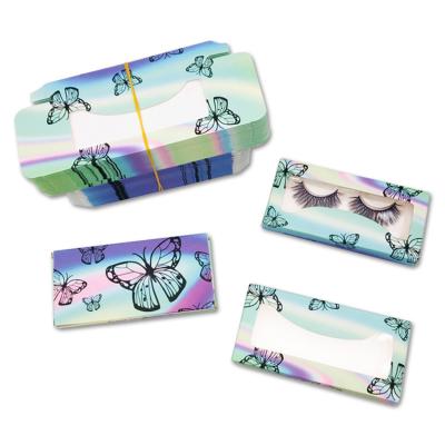 China Recycled Materials Butterfly Shape False Eyelashes Packaging Box With Clear Window for sale