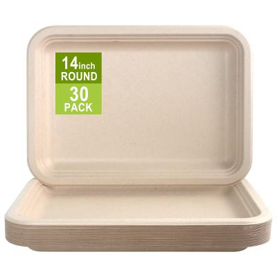 China Bio Disposable Biodegradable Restaurant Meat Clamshell Sugarcane Pulp Bagasse Sugarcane Tray Food Packaging for sale