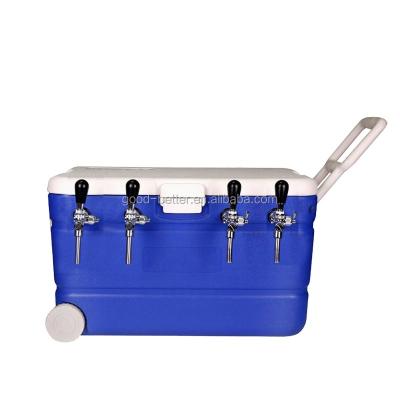 China NO.BCJ-70009 PE+PU Beer Portable Plastic Hard Side Jockey Cooling Box with Four Taps for sale