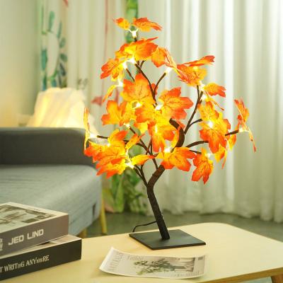 China Wholesale Beautiful Home Decor Table Lamp Red Maple Lights Gifts For Christmas Led Tree Lights for sale