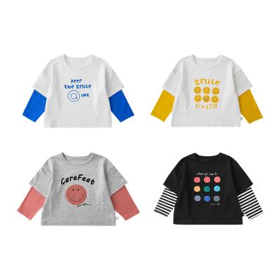 China Hot Selling Anti-Shrink 2022 Fake Spring Baby Children T-shirt Cotton Girls Two-Piece Printed Loose T-shirts for sale