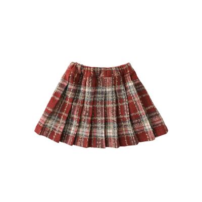 China D1992 Unique Design Breathable Kids Christmas Clothing Girls Plaid Skirt Thick Warm Winter Red Skirt for sale