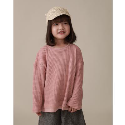 China Wholesale Price N1338 Breathable Kids Spring Boys Girls T-shirt Clothing Waffle Fabric Long Sleeve Basic Tops for sale