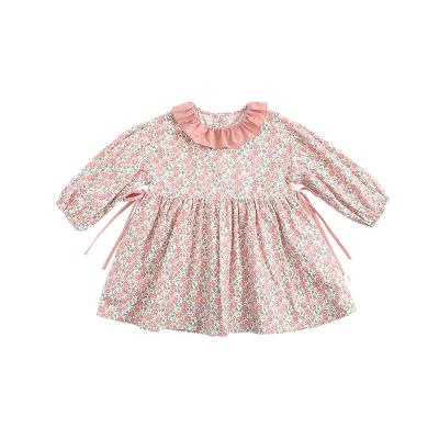 China C1127 Style Breathable Korean Children's Boutique Cotton Dress 100% Sweet Flower Pattern Girls Spring Lovely Dress for sale