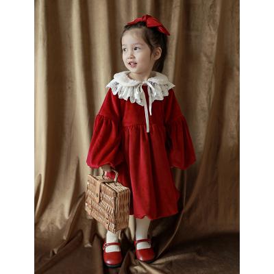 China D1191 Breathable Gorgeous Princess Dress Christmas Girls Winter Velvet Charming Dress For Party for sale