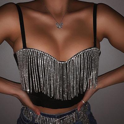 China Breathable Hot Selling Women Luminous Tube Vest T12000 Diamond Top Bodycon Tops Sexy Woman Club Tassel Vest Women Tube Top for sale