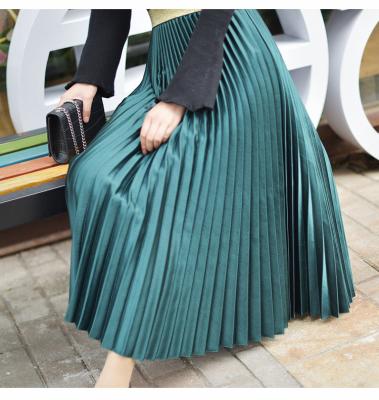 China 18555 Best Quality Casual Selling Breathable Cheap Online Women Skirts Vintage Velvet Pleated High Waist Skirt Fall 2020 for sale