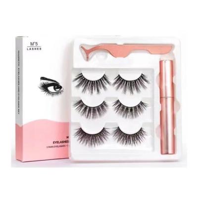 China Wholseasle Natural Soft False Magnetic Eyelashes Factory Natural Hair Lashes 3 Pairs Magnetic Magnets Lashes for sale