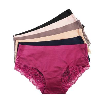 China Women's underwear women's lace panties ladies ice satin underwear antibacterial sexy silk briefs women's seamless panties for sale