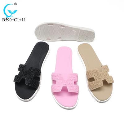 China 2020 Fashion Trend Colorful Sandals Shoes PVC Home Slide Slippers For Ladies for sale