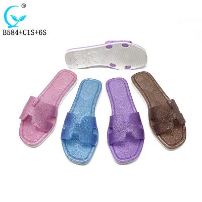 China 2020 Wholesale Colorful Anti-slippery Shoes PVC Home Ladies Slipper Slide Sandals for sale