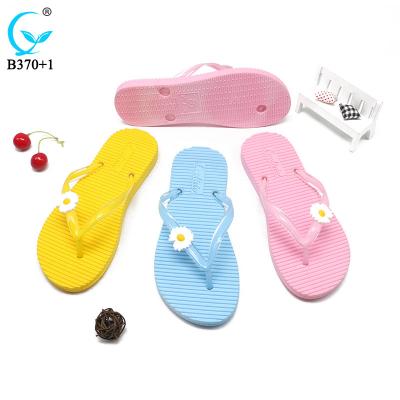 China Fashion Anti-slippery Comfort PVC Summer Girl Women Flip Flops Flower Flat Anti-skid Slippers Wholesale for sale