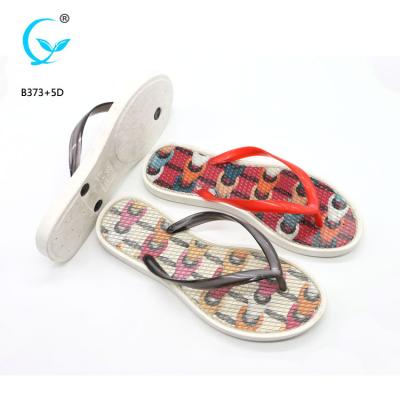 China 2020 New Style Flip Flops Ladies Slippers Home Flat Shoes Rubber Sole Air Blowing PVC for sale