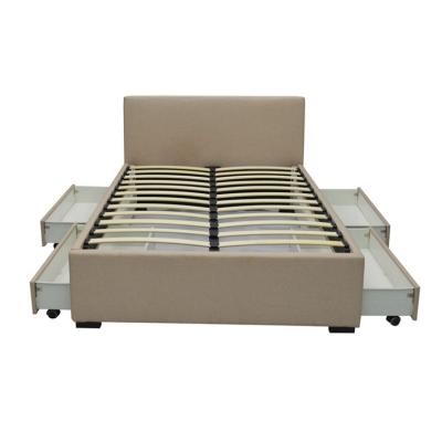 China Stable Drawer Bed Metal Fittings Luxury Bed 4 Drawers Size Doubles Comfortable Soft Bed With Storage Drawers for sale