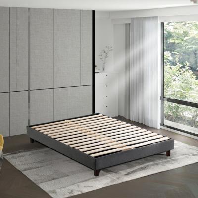 China KD Structure Color Bed Bedroom Furniture Slat Bed Slat Base Optional Natural Wood Frame Modern Bed Frame for sale