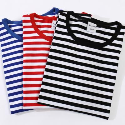 China Wholesale Viable Popular Across The Band Men's T-shirts Naval Style Plus Size T Shirts High Quality Cotton Cheap Striped 100% T-shirt for sale