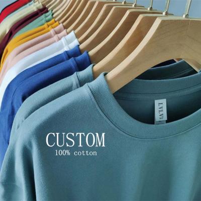 China OEM Drop Shoulder Viable Round Neck Short Sleeve Shirts Customized Cotton High Quality Thick Logo Printing Embroidered Men T Shirt for sale