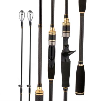 China Carbon 2 of 1 Guide 2.4m High Carbon Lightweight Ring Black Carbon Fiber Fishing Rod 2.1m for sale