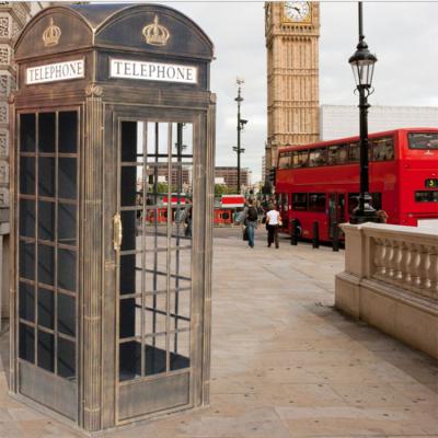 China Wedding Red Antique European Style Metal London Telephone Booth British Decor for sale