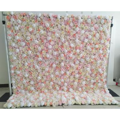 China High quality handmade artificial wedding banquet decoration 3d Rose wall flower backdrop for sale for sale