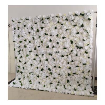 China White Wall Wedding SMOOTH Rose Flower Wall Backdrop Banquet Stage Backdrop Flower Panel for sale