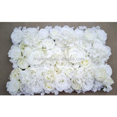 China Easy Decorative Wedding White Rose Wall Flower Panel Artificial Flower Walls Backdrop For Wedding Party for sale