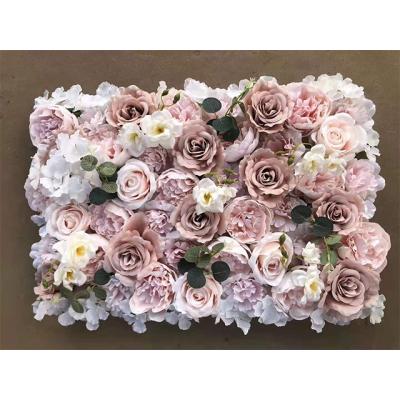 China Artificial Flower Wall Backdrop Wall Panels Rose Hydrangea Green Flower Mat Banquet Events Decor for sale