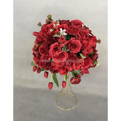 China Easy Decorative Wedding Artificial Flowers Wholesale Red Flower Ball Wedding Centerpieces For Wedding for sale