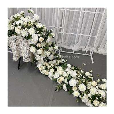 China Wedding 2m Flower Table Runner Good Design Silk White Color Easter Table Runner Easy Decorative SOFT for sale