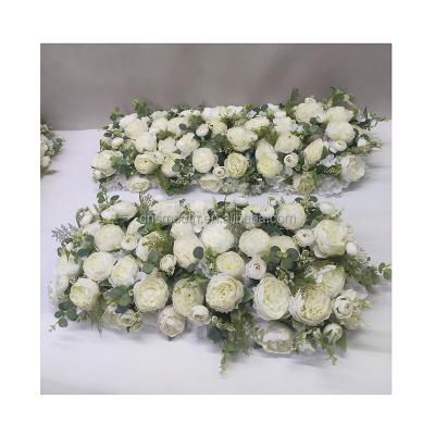 China Wedding party decoration events reception table decorative artificial peony flower ivory runner for wedding for sale