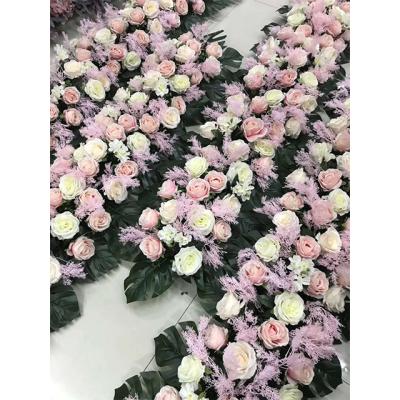 China Wedding Event Wedding Road Lead Foam Strip Aisle Wedding Table Flower Runner with Leaves for Flower Arrangements for sale