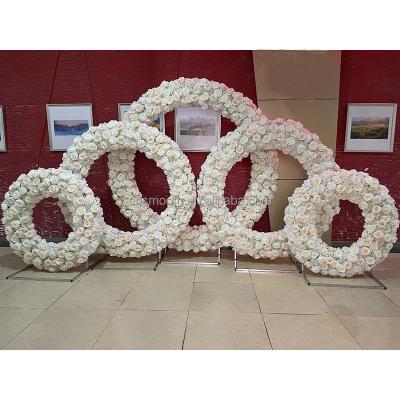 China Banquet Occasion / Party / Wedding / Banquet / Hotel Artificial White Rose Wedding Decorative Stage Backdrop Arch Flowers Circle for sale