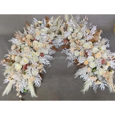 China Easy Decorative Wedding Arch Flowers Artificial Silk Flower Wall Panel Backdrop For Wedding Backdrop for sale