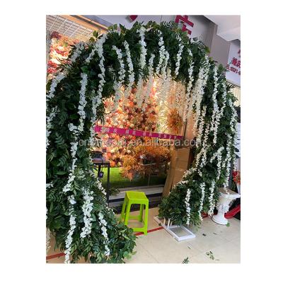 China Round Banquet Garden Greenery Flower Backdrop Wedding Arch Flower With Metal Frame for sale