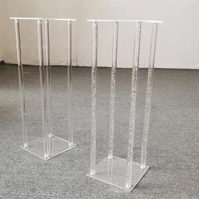 China Wedding Decoration Custom Sizes Wedding Crystal Clear Acrylic Flower Stand 80cm Tall Table Centerpieces Decorative for sale