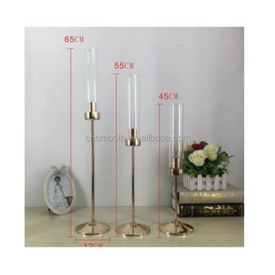 China Weddings Wedding Decor Single Key Gold Glass Metal Candle Holders for sale