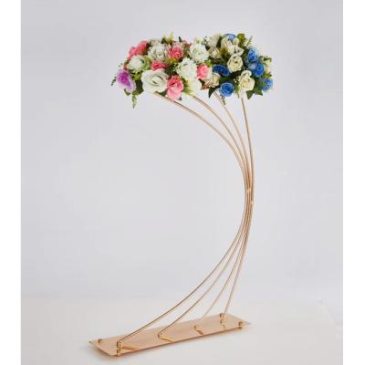 China Wholesale Metal Gold Flower Stand Tall Wedding Table Centerpieces For Wedding Table for sale