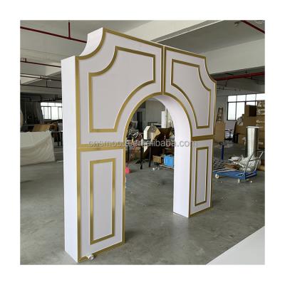 China Acrylic Wedding Arch Backdrop White Square Gold Materials Acrylic Wall Decoration For Wedding Decoration for sale