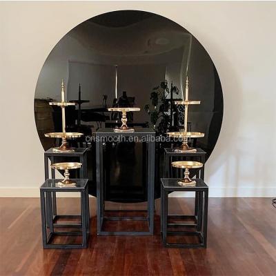 China Black Acrylic Circle Round Acrylic Board Backdrop Wedding Decoration Wall Backdrop for sale