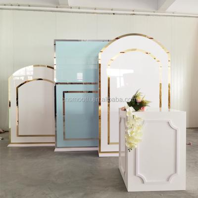 China Morden Wedding Customized Pale Pink Blue Backdrops Arch White Acrylic Backdrop Decoration Backdrop For Sale for sale